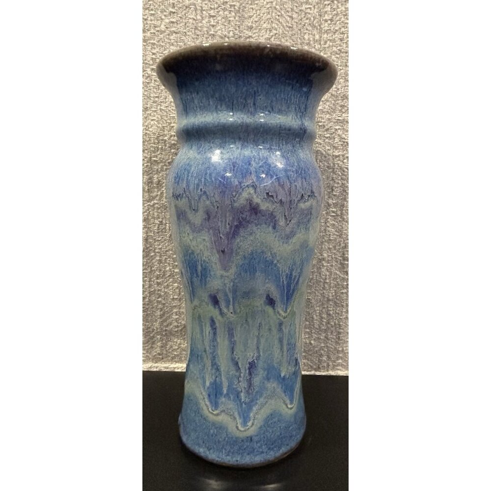 Ken Merrick OA Galleries Studio Art Pottery Vase Bohemian Unique Blue 9 3/8” - Picture 8 of 14